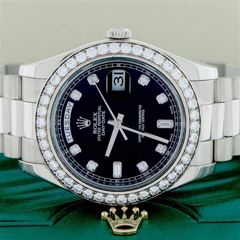 Rolex President Day Date II 218349 41mm Diamond Dial Bezel 